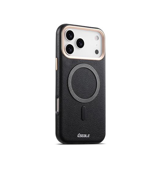 iPhone 17 Pro Max | iPhone 17 Pro Max - Læder Cover - MagSafe Kompatibel - Sort - ESEBLE™ - DELUXECOVERS.DK