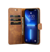 iPhone 13 Pro Max | iPhone 13 Pro Max - Vintage 2-i-1 læder etui (aftageligt cover) – Brun – DG.MING™ - DELUXECOVERS.DK