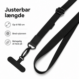 Mobilrem, håndledsrem, Nylon snor | Universal Lang Strop til Mobil & iPhone - Sort - DELUXECOVERS.DK