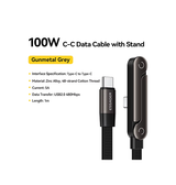 Kabel USB-C til USB-C | ESSAGER™ | 2-i-1 USB-C til USB-C Hurtigoplader Kabel – Sort – 1m (100W) - DELUXECOVERS.DK