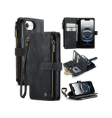 iPhone 17e / 16e | iPhone 17e / 16e - CaseMe™ Multifunktionel Læder Etui / Pung - Sort - DELUXECOVERS.DK