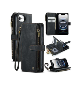 iPhone 17e / 16e | iPhone 17e / 16e - CaseMe™ Multifunktionel Læder Etui / Pung - Sort - DELUXECOVERS.DK
