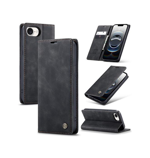 iPhone 17e / 16e | iPhone 17e / 16e - CaseMe™ Noble Læder Etui / Pung - Sort - DELUXECOVERS.DK