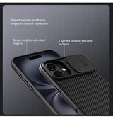 iPhone 16 Plus | iPhone 16 Plus - NILLKIN® Cam-Slide Håndværker Cover - Sort - DELUXECOVERS.DK