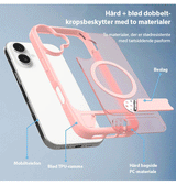 iPhone 16 Plus | iPhone 16 Plus - Frosted MagSafe Cover M. Kickstand - Pink - DELUXECOVERS.DK