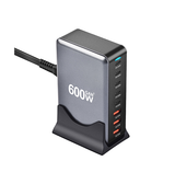 USB Strømstationer | 600W USB Ladestation GaN – 5x USB-C (140W PD) 3x USB-A – Sort - DELUXECOVERS.DK