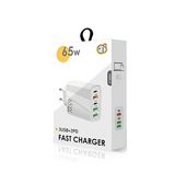 Vægoplader | 65W USB-C PD vægoplader + QC 3.0 (multiport) - Hvid - DELUXECOVERS.DK