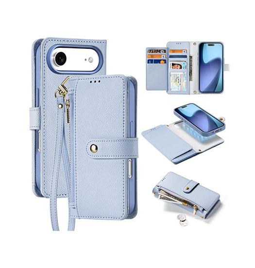 iPhone 17 Air | iPhone 17 Air - DUX DUCIS™ 2-i-1 Læder Etui M. Aftageligt Cover - Blå - DELUXECOVERS.DK