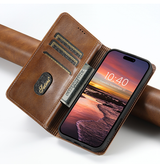 iPhone 16 | iPhone 16 - Suteni® Oil Wax Lædercover - Brun - DELUXECOVERS.DK