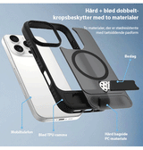 iPhone 16 Pro | iPhone 16 Pro - Frosted MagSafe Cover M. Kickstand - Sort - DELUXECOVERS.DK