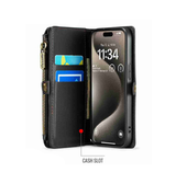 iPhone 17e / 16e | iPhone 17e / 16e - CaseMe™ RFID Læder Taske / Etui m. Pung - Sort - DELUXECOVERS.DK