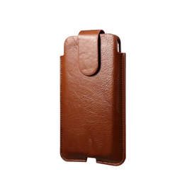 Samsung Galaxy S25 | Samsung Galaxy S25 - Mont Blanc Ægte Læder Bælte Sleeve - Brun - DELUXECOVERS.DK