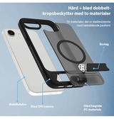 iPhone 17e / 16e | iPhone 17e / 16e - Frosted MagSafe Cover M. Kickstand - Sort - DELUXECOVERS.DK