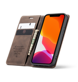 iPhone 12 Mini | iPhone 12 Mini - CaseMe™ Noble Læder Etui / Pung - Mørkebrun - DELUXECOVERS.DK