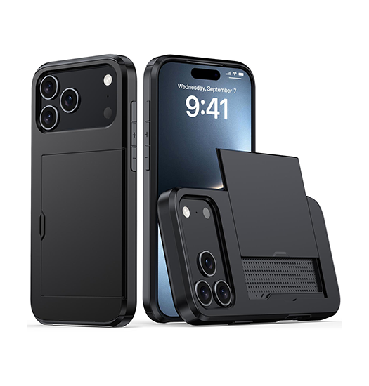 iPhone 17 Pro | iPhone 17 Pro - Deluxe™ Håndværker Cover M. Kortholder - Sort - DELUXECOVERS.DK