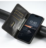 iPhone 16 | iPhone 16 - Suteni® Oil Wax Lædercover - Sort - DELUXECOVERS.DK