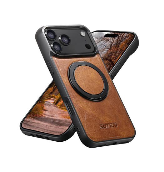 iPhone 17 Pro Max | iPhone 17 Pro Max - Suteni® 360° vegan-læder cover M. MagSafe - Brun - DELUXECOVERS.DK
