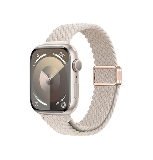 Apple Watch (42/44/SE/45/46/49mm) - Tunt vävt magnetiskt flätat armband - Starlight