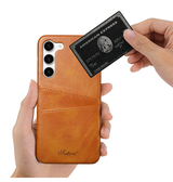 Samsung Galaxy S25 Plus | Samsung Galaxy S25 Plus - NX Design™ Læder Cover M. Kortholder - Lysebrun - DELUXECOVERS.DK
