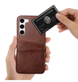 Samsung Galaxy S25 Plus | Samsung Galaxy S25 Plus - NX Design™ Læder Cover M. Kortholder - Brun - DELUXECOVERS.DK