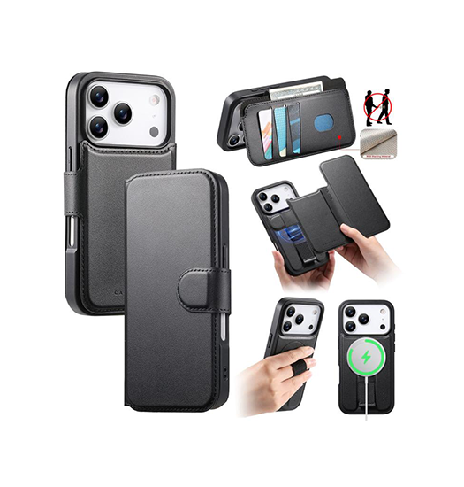 iPhone 17 Pro | iPhone 17 Pro - CaseNeo™ 2-i-1 MagSafe Læder Cover M. Kortholder - Sort - DELUXECOVERS.DK