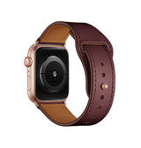 Apple Watch 42-49mm | Apple Watch (42/44/SE/45/46/49mm) - FINESSE Ægte Læder Rem - Rød - DELUXECOVERS.DK