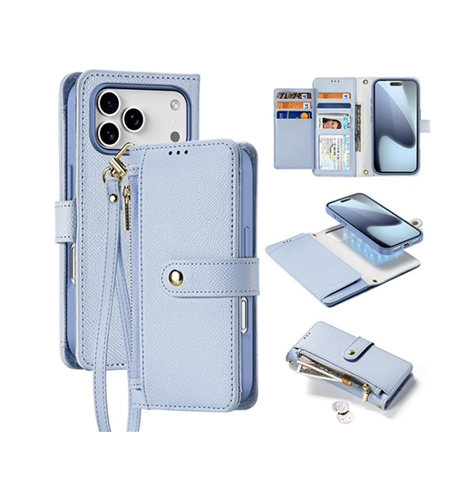 iPhone 17 Pro | iPhone 17 Pro - DUX DUCIS™ 2-i-1 Læder Etui M. Aftageligt Cover - Blå - DELUXECOVERS.DK