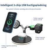3-i-1 & Multi-Ladestationer | 3-i-1 Trådløs Oplader med MagSafe – iPhone / Watch / AirPods – 23W - DELUXECOVERS.DK