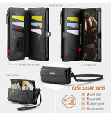 iPhone 16 Pro | iPhone 16 Pro - CaseMe™ Læder Cover med Crossbody Strop - Sort - DELUXECOVERS.DK