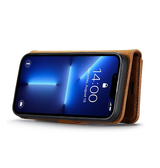 iPhone 13 Pro Max | iPhone 13 Pro Max - Vintage 2-i-1 læder etui (aftageligt cover) – Brun – DG.MING™ - DELUXECOVERS.DK