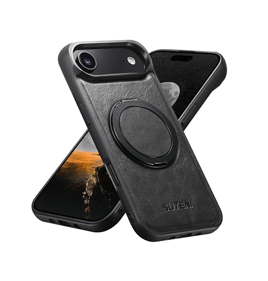 iPhone 17 Air | iPhone 17 Air - Suteni® 360° vegan-læder cover M. MagSafe - Sort - DELUXECOVERS.DK