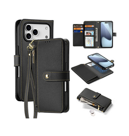 iPhone 17 Pro Max | iPhone 17 Pro Max - DUX DUCIS™ 2-i-1 Læder Etui M. Aftageligt Cover - Sort - DELUXECOVERS.DK