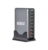 USB Strømstationer | 600W USB Ladestation GaN – 5x USB-C (140W PD) 3x USB-A – Sort - DELUXECOVERS.DK