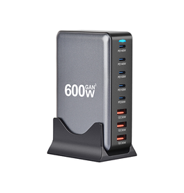 USB Strømstationer | 600W USB Ladestation GaN – 5x USB-C (140W PD) 3x USB-A – Sort - DELUXECOVERS.DK