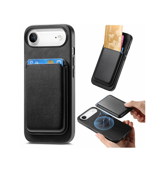 iPhone 17 Air | iPhone 17 Air - Valora™ MagSafe Cover med Aftagelig Kortholder - Retro Sort - DELUXECOVERS.DK