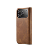 iPhone 17 Pro | iPhone 17 Pro - Vintage 2-i-1 læder etui (aftageligt cover) – Brun – DG.MING™ - DELUXECOVERS.DK