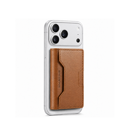 Mobil kortholder | MAGKING™ - K4 Læder RFID Kortholder - M. MagSafe - Brun - DELUXECOVERS.DK