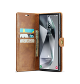 Samsung Galaxy S24 Ultra | Samsung Galaxy S24 Ultra - Vintage 2-i-1 læder etui (aftageligt cover) – Brun – DG.MING™ - DELUXECOVERS.DK