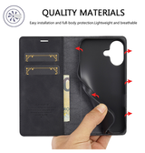iPhone 16 Plus | iPhone 16 Plus - LC.IMEEKE™ Læder Cover M. Kortholder - Sort - DELUXECOVERS.DK