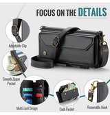 iPhone 16 Plus | iPhone 16 Plus - CaseMe™ RFID Læder Taske / Etui m. Pung - Sort - DELUXECOVERS.DK
