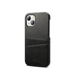 iPhone 15 Plus | iPhone 15 Plus - NX Design™ Læder Cover M. Kortholder - Sort - DELUXECOVERS.DK