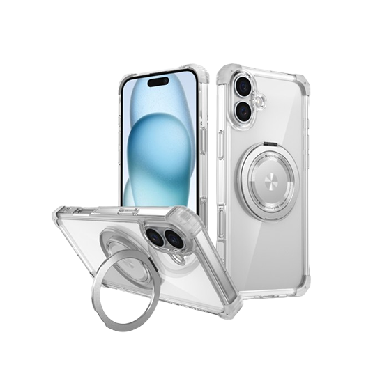 iPhone 16 Plus | iPhone 16 Plus - DeLX™ MagSafe Cover M. Kickstand - Gennemsigtig - DELUXECOVERS.DK