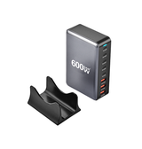 USB Strømstationer | 600W USB Ladestation GaN – 5x USB-C (140W PD) 3x USB-A – Sort - DELUXECOVERS.DK