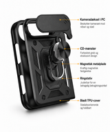 iPhoneDuo | iPhone Duo - NX Pro™ Armor-skal med ringhållare - Svart - DELUXECOVERS.SE