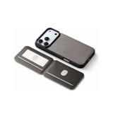 iPhone 17 Pro | iPhone 17 Pro - Magnetiskt läderskal med avtagbar RFID-korthållare - Grå - ESEBLE™ - DELUXECOVERS.SE