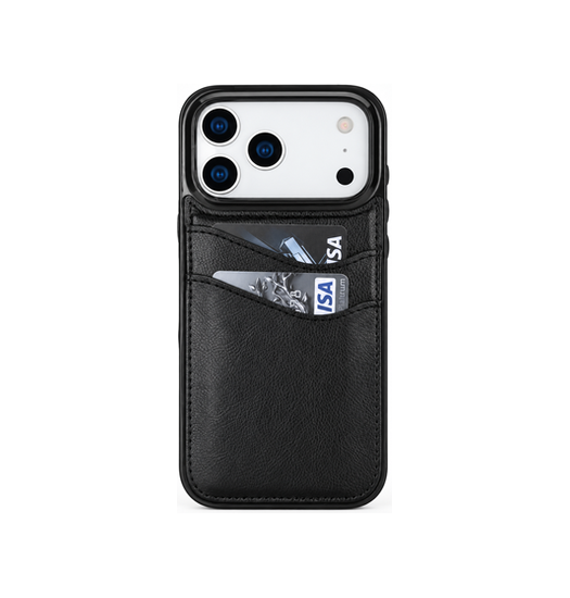 iPhone 18 Pro Max - Litchi Læder Cover M. Kortholder - Sort