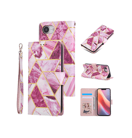 iPhone 17e / 16e | iPhone 17e / 16e - UNIQ™ Marble Læder Etui - Purple - DELUXECOVERS.DK