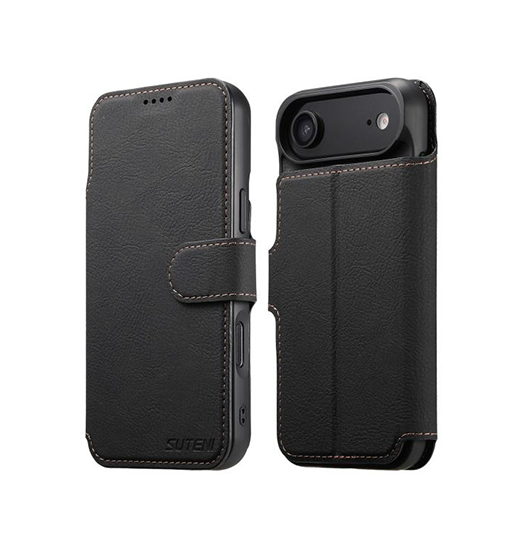 iPhone 17 Air | iPhone 17 Air - Suteni® 2-i-1 Læder Cover M. MagSafe - Sort - DELUXECOVERS.DK