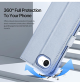 iPhone 17e / 16e | iPhone 17e / 16e - DUX DUCIS™ 2-i-1 Læder Etui M. Aftageligt Cover - Babyblå - DELUXECOVERS.DK