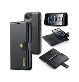 iPhone 17e / 16e | iPhone 17e / 16e - Vintage 2-i-1 plånboksfodral i läder (avtagbart skal) – Svart – DG.MING™ - DELUXECOVERS.SE